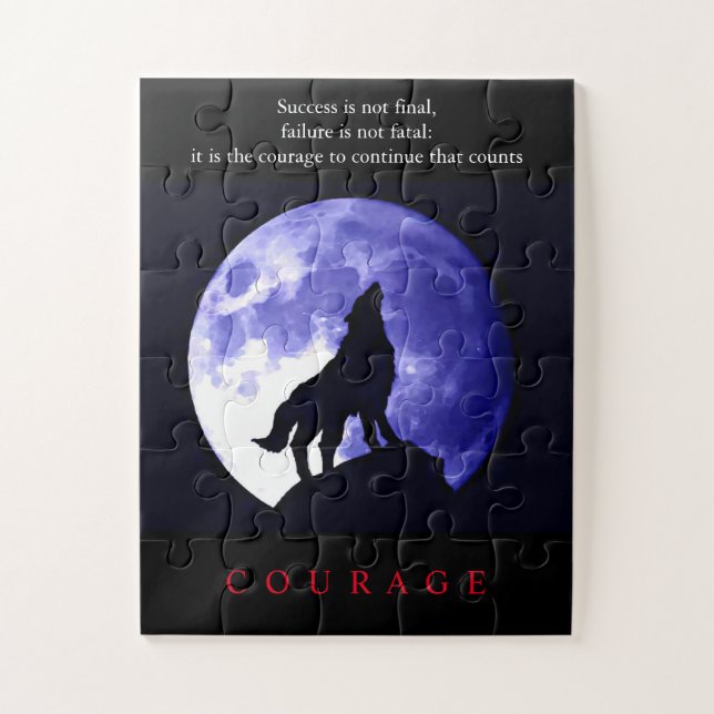 Wolf Blue Night Motivierend Courage (Vertikal)
