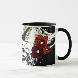 Wolf Blume Tatoo Vintag Tasse