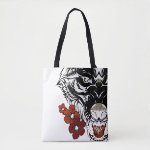 Wolf Blumen Tattoo Vintage Tasche