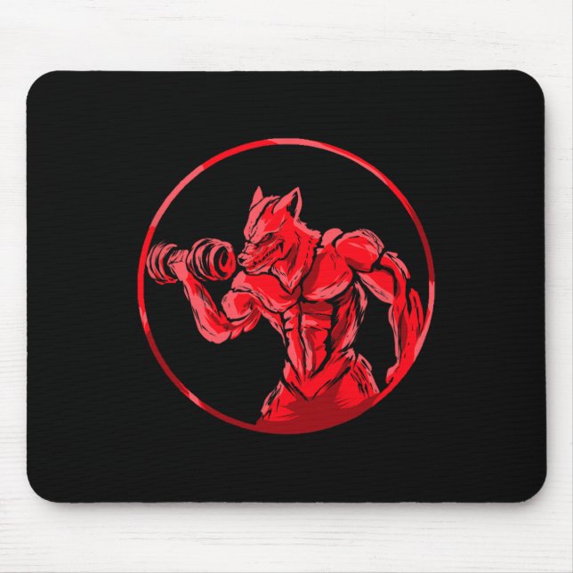 Wolf Bodybuilder Workout für Gym Training Bodybuil Mousepad (Vorne)