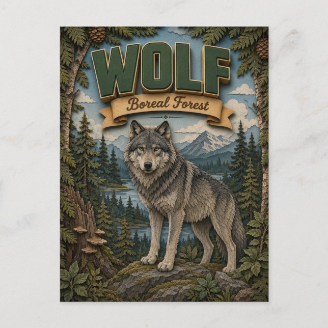 Wolf Boreal Forest POPCUT Postkarte (Vorderseite)