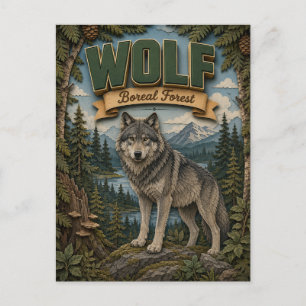 Wolf Boreal Wald POPCUT Postkarte