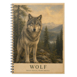 Wolf Boreal Wald VINTAGE Notizblock