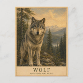 Wolf Boreal Wald VINTAGE Postkarte