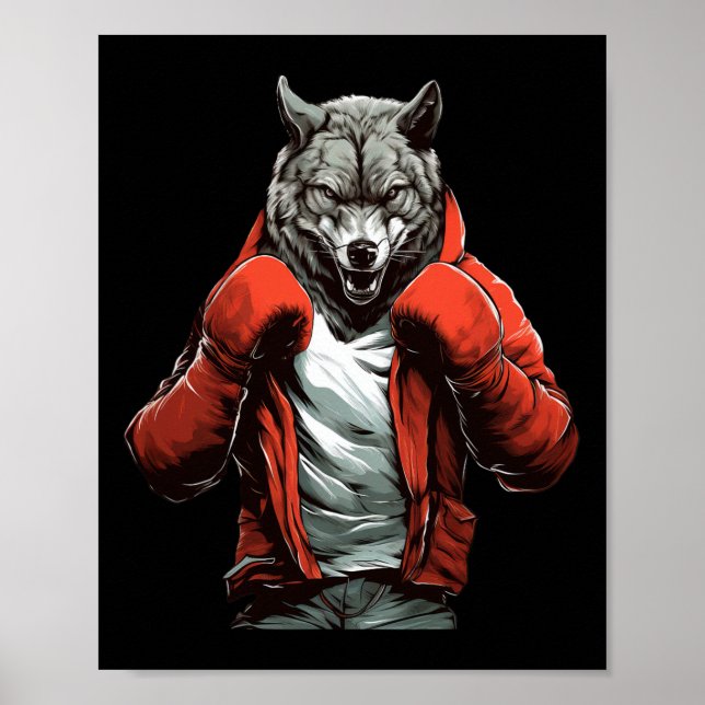 Wolf Boxer Boxen Mixed Martial Arts Kickboxen  Poster (Vorne)