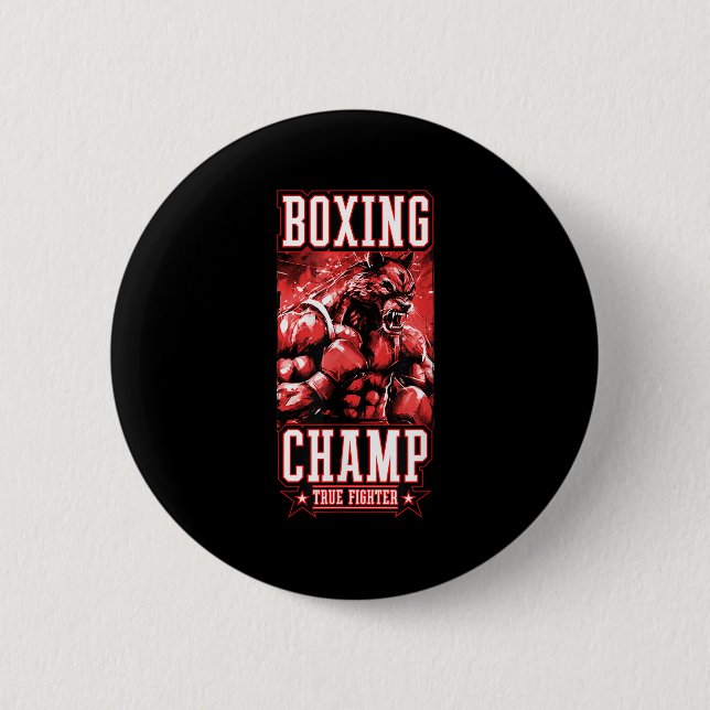 Wolf Boxing Champ _ Boxer Fighter Motivation  Button (Vorderseite)