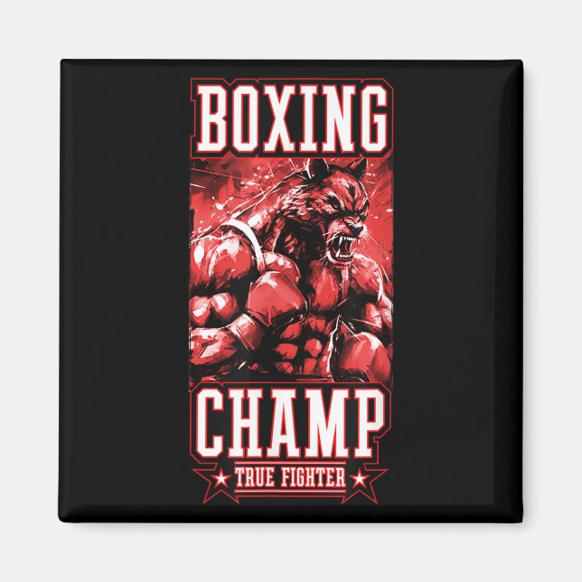 Wolf Boxing Champ _ Boxer Fighter Motivation  Magnet (Vorne)