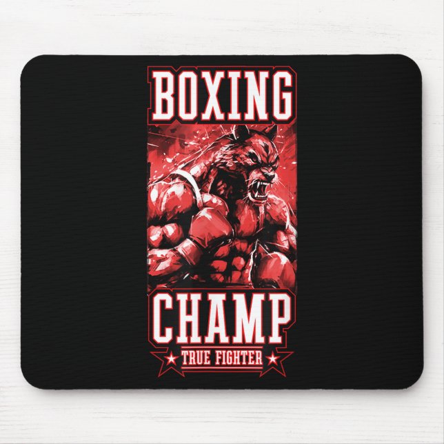Wolf Boxing Champ _ Boxer Fighter Motivation  Mousepad (Vorne)