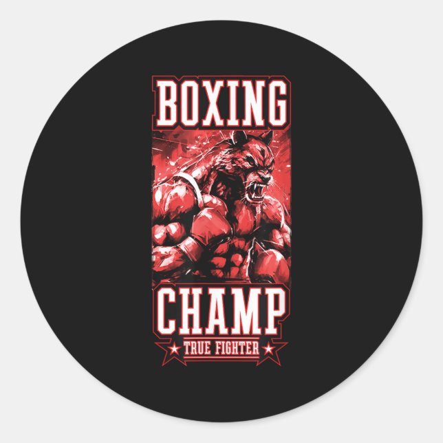 Wolf Boxing Champ _ Boxer Fighter Motivation  Runder Aufkleber (Vorderseite)