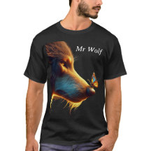 Wolf & Butterfly mit goldener Hintergrundbeleuchtu