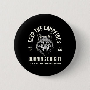 Wolf Camping Wandern Outdoor Wanderweg Campfire Button