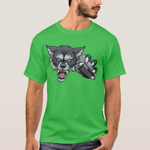 Wolf Cartoon Sport Wolveseam Maskottchen hält Hock T-Shirt