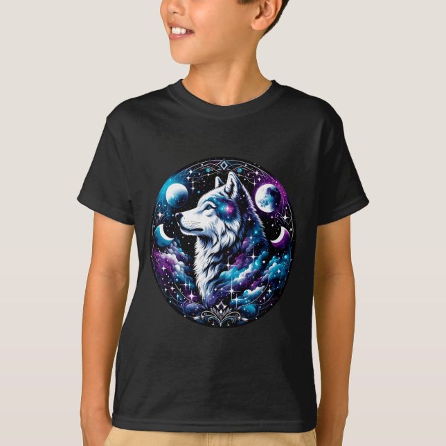 Wolf Celestial Dream Night Howling Moon Funny Wolv T-Shirt (Vorderseite)