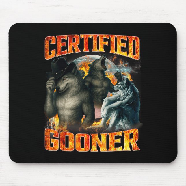 Wolf Certified Gooner Funny Bootleg Meme Dad Papa  Mousepad (Vorne)