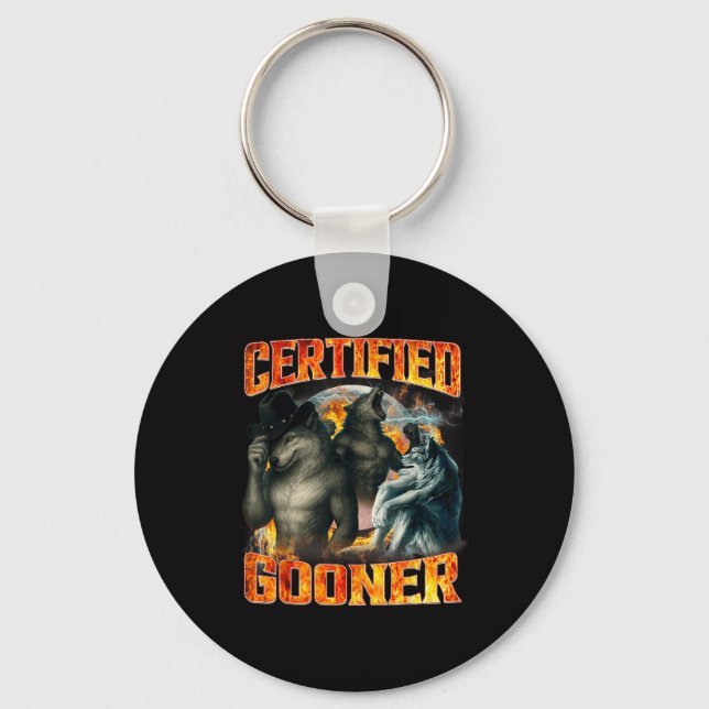Wolf Certified Gooner Funny Bootleg Meme Dad Papa  Schlüsselanhänger (Vorderseite)
