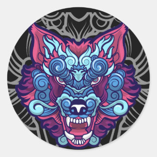 Wolf Chinese Animals Bestes Geschenk Runder Aufkleber