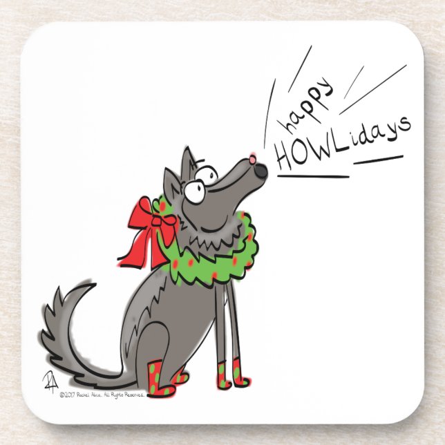 Wolf Christmas Funny Niedlich Kids Getränkeuntersetzer (Vorderseite)