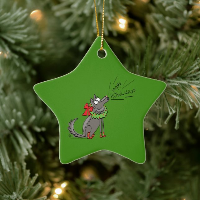 Wolf Christmas Funny Niedlich Kids Keramik Ornament (Baum)