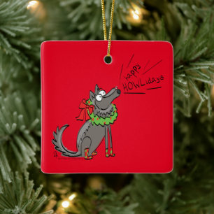 Wolf Christmas Funny Niedlich Kids Keramikornament