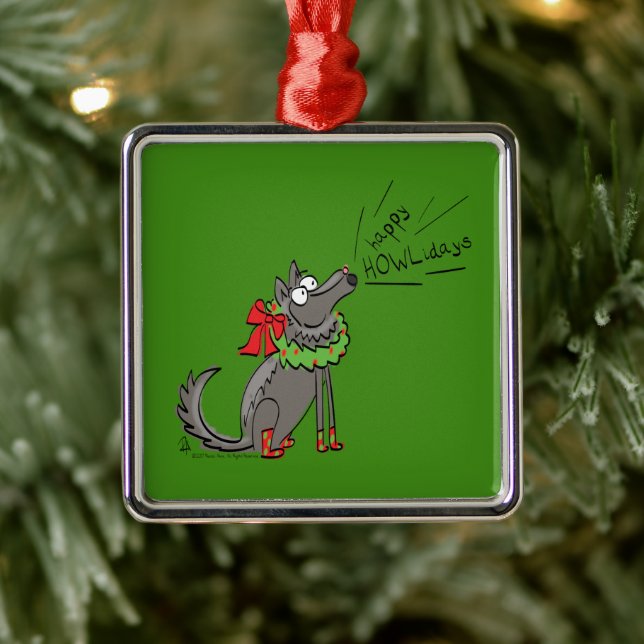 Wolf Christmas Funny Niedlich Kids Ornament Aus Metall (Baum)