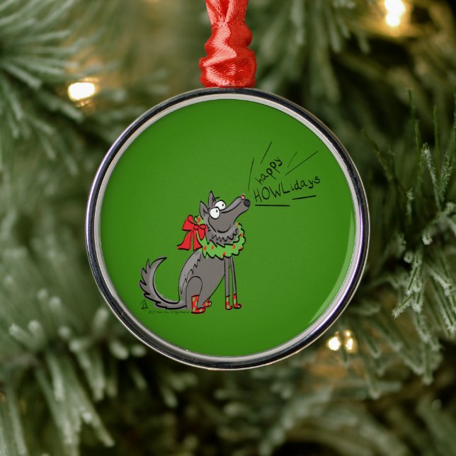 Wolf Christmas Funny Niedlich Kids Ornament Aus Metall (Baum)