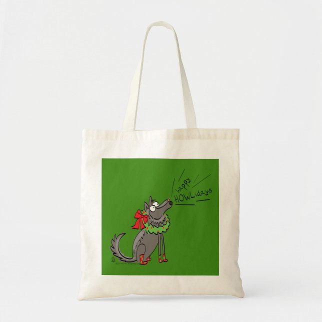 Wolf Christmas Funny Niedlich Kids Tragetasche (Vorne)