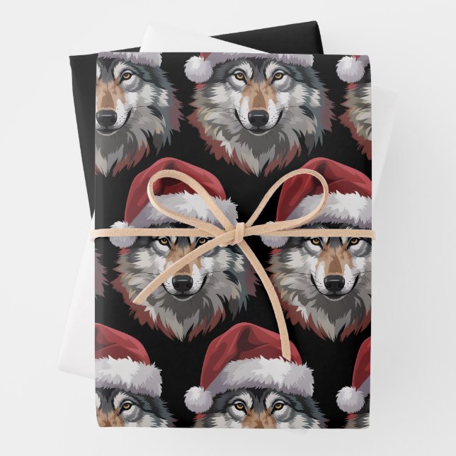 Wolf Christmas Funny Xmas Gift Animal Lovers  Geschenkpapier Set (Beispiel)