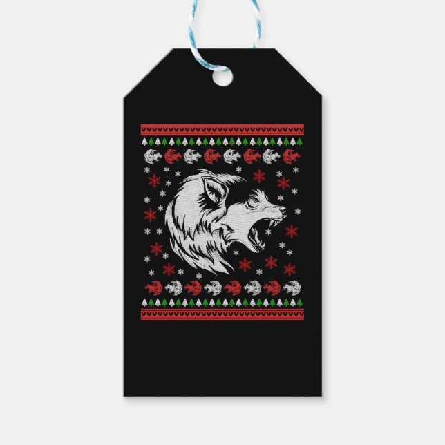 Wolf Christmas Geschenkanhänger (Vorderseite)