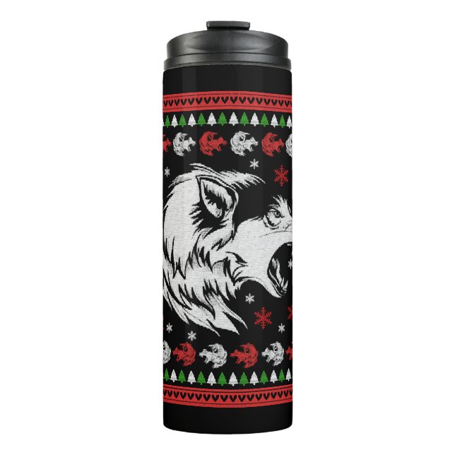 Wolf Christmas Thermosbecher (Vorderseite)
