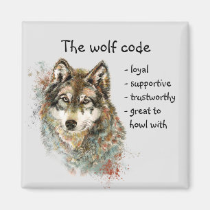 Wolf Code Inspiration Wasserfarbe Wildtier Magnet