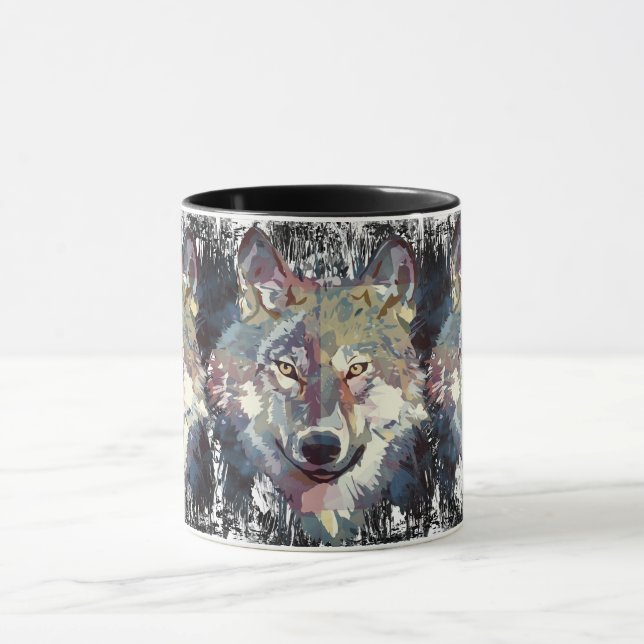Wolf Coffee Tasse - Retro Wolf Polygon (Zentrum)