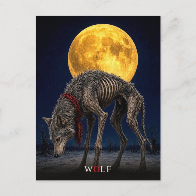 Wolf Cravat gothischer Surrealismus Postkarte (Vorderseite)