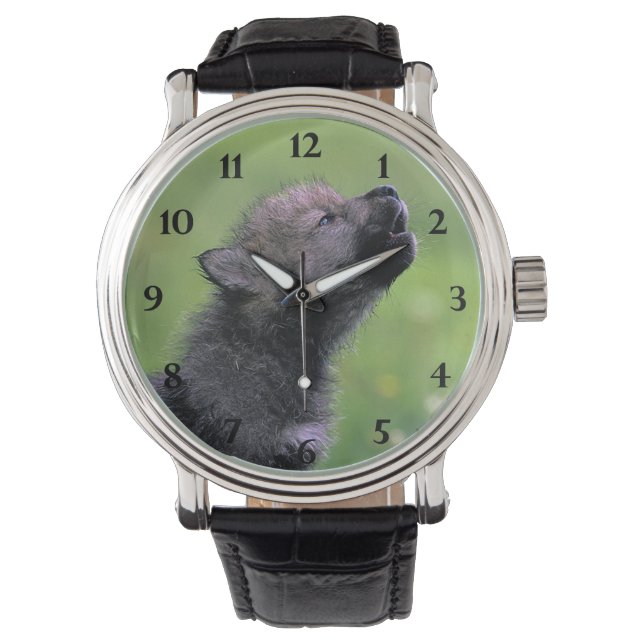 Wolf Cub Howling Armbanduhr (Vorderseite)