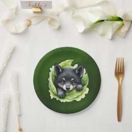 Wolf cub in the green: pappteller