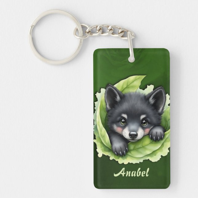Wolf cub in the green:  schlüsselanhänger (Vorderseite)