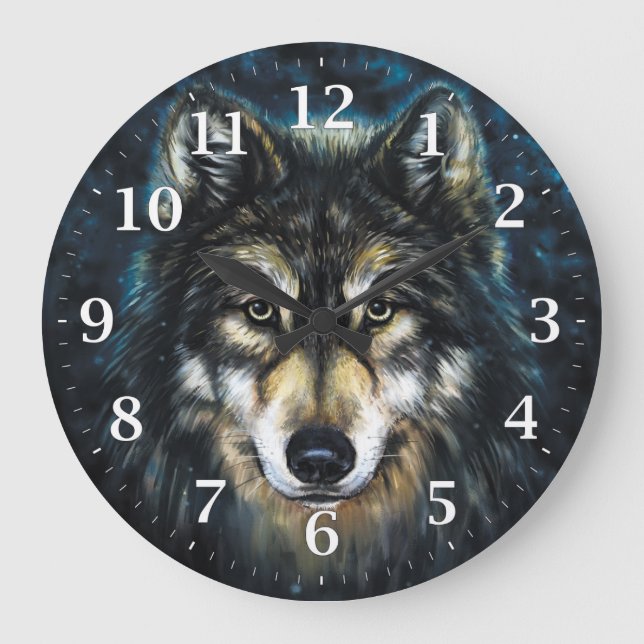 Wolf Decorative Wall Clock Große Wanduhr (Vorderseite)
