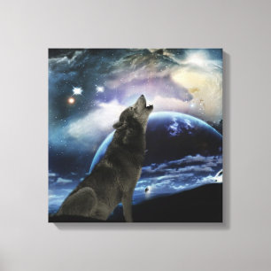 Wolf, der am Mond heult Leinwanddruck