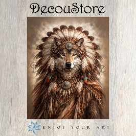 Wolf der heiligen Federn Decoupage Seidenpapier