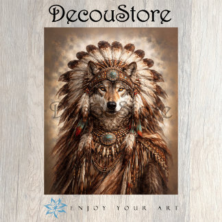 Wolf der heiligen Federn Decoupage Seidenpapier