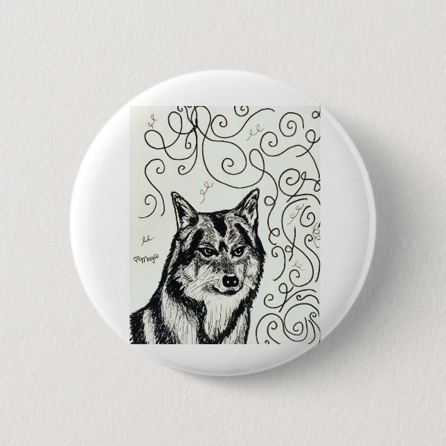 Wolf der Weisheit Button (Vorderseite)