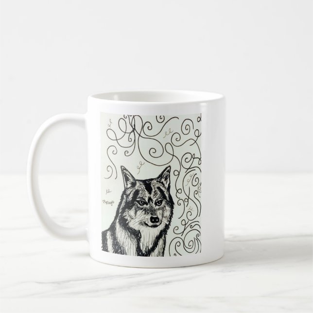 Wolf der Weisheit Kaffeetasse (Links)