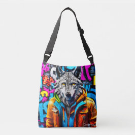 Wolf-Design im Graffiti-Stil Tragetaschen Mit Langen Trägern