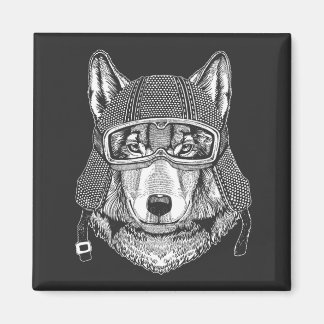 Wolf Dog Motorradfahrer Magnet