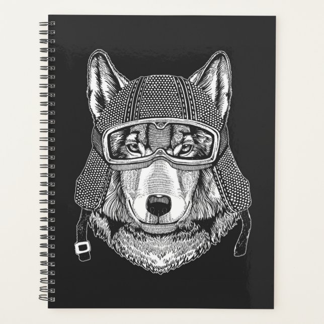 Wolf Dog Motorradfahrer Planer (Vorderseite)