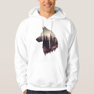 Wolf-Doppelbelichtung – Natursilhouette Hoodie