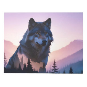 Wolf Doppelexposition Tierart Wildnis Notizblock