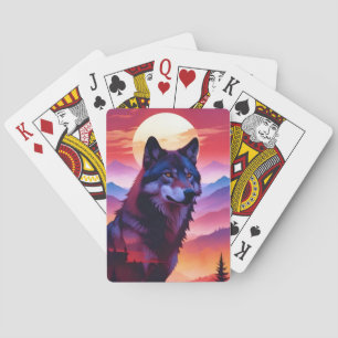 Wolf Doppelexposition Tierart Wildnis Spielkarten