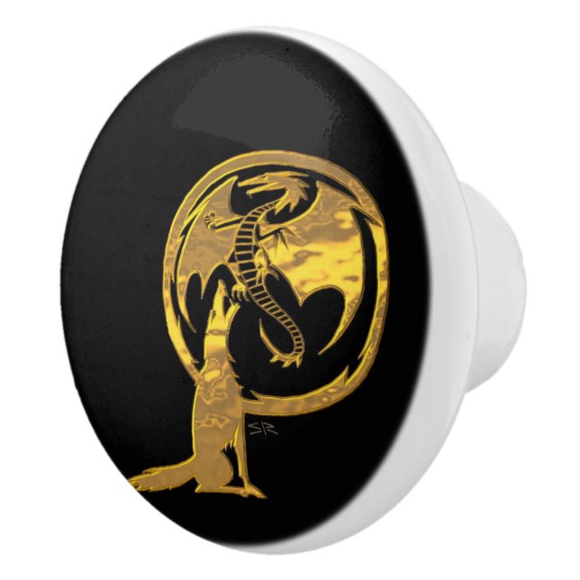 Wolf & Dragon Gold Keramik Knopf Keramikknauf (Rechts)