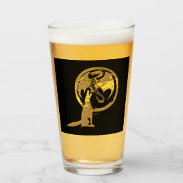 Wolf & Dragon gold schwarzer Glastumbler Glas