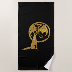 Wolf & Dragon Gold schwarzes Handtuch